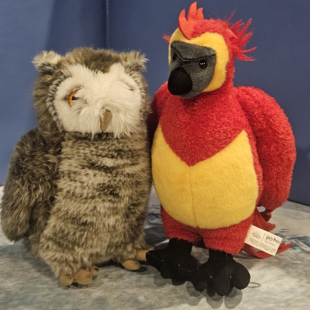 Harry Potter Hedwig Owl & Fawkes Phoenix Plush Bundle‎ Wizarding World 9"